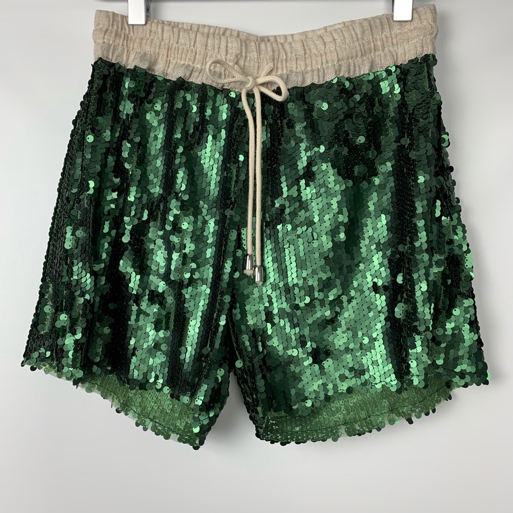 Zara | Sequined Shorts Green New Size S